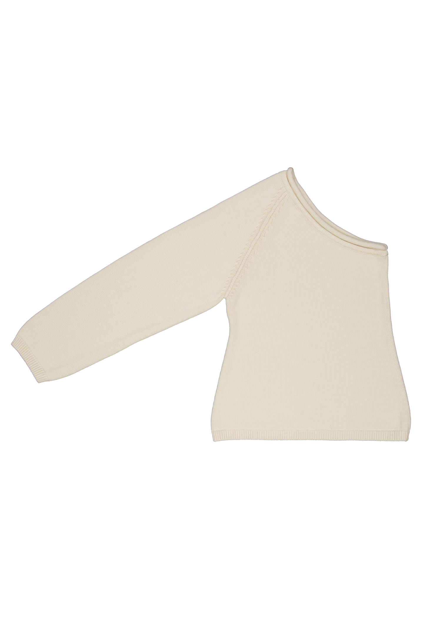 One Shoulder Top in Cotton and Cashmere (Cream)